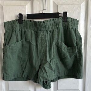 A New Day Linen Green Women's High Waisted Shorts, XL